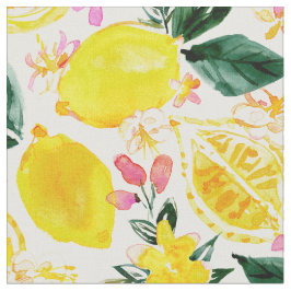 LEMONIZER Yellow Watercolor Lemons Stoff