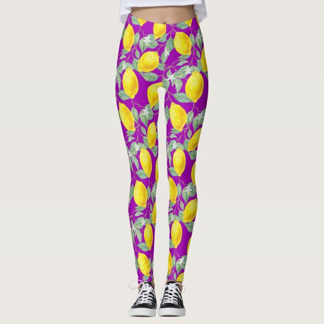 LEMONOBST IN LILA HINTERGRUND LEGGINGS (Vorderseite)