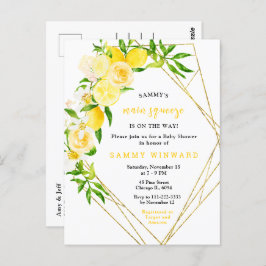 Lemons and Flowers with Foliage Baby Shower Postkarte