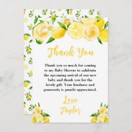 Lemons and Foliage Baby Shower Dankeskarte