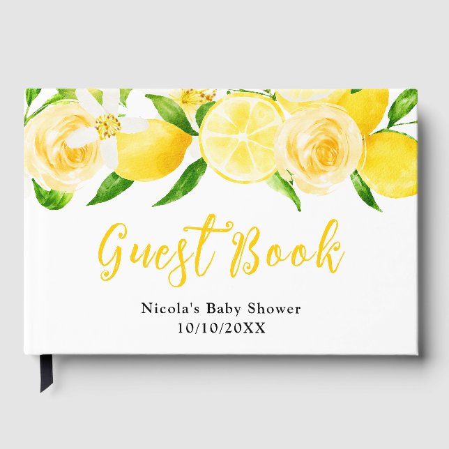 Lemons and Foliage Baby Shower Gästebuch (Vorderseite)