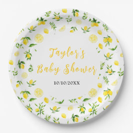 Lemons and Foliage Baby Shower Pappteller