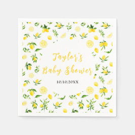 Lemons and Foliage Baby Shower Serviette