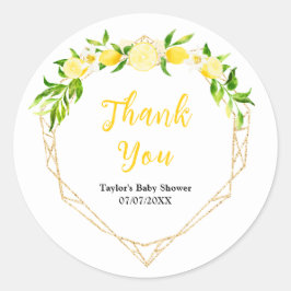Lemons and Foliage Baby Shower Thank You Runder Aufkleber