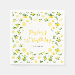Lemons and Foliage Birthday Serviette