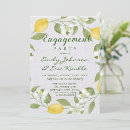 Lemons and Linen Watercolor Engagement Party Einladung