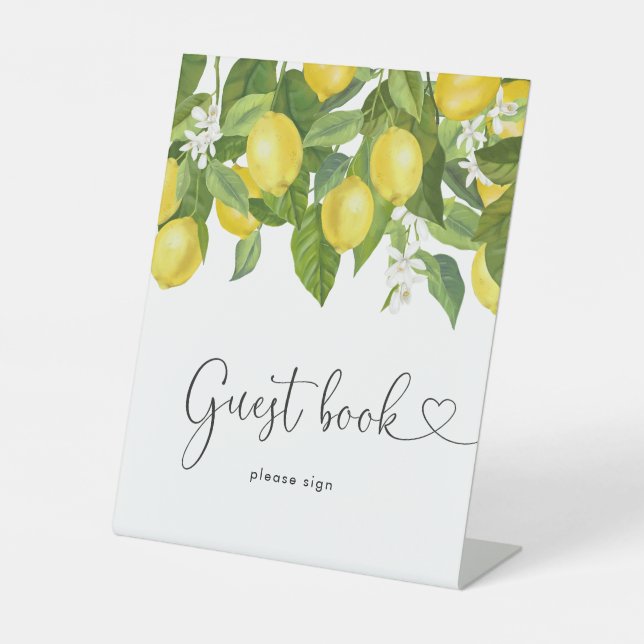 Lemons Baby Shower Gästebuch Sockelschild (Vorderseite)