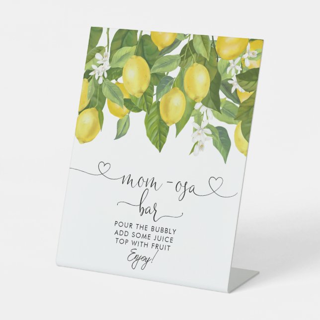Lemons Baby Shower Mama-osa Bar Sockelschild (Vorderseite)