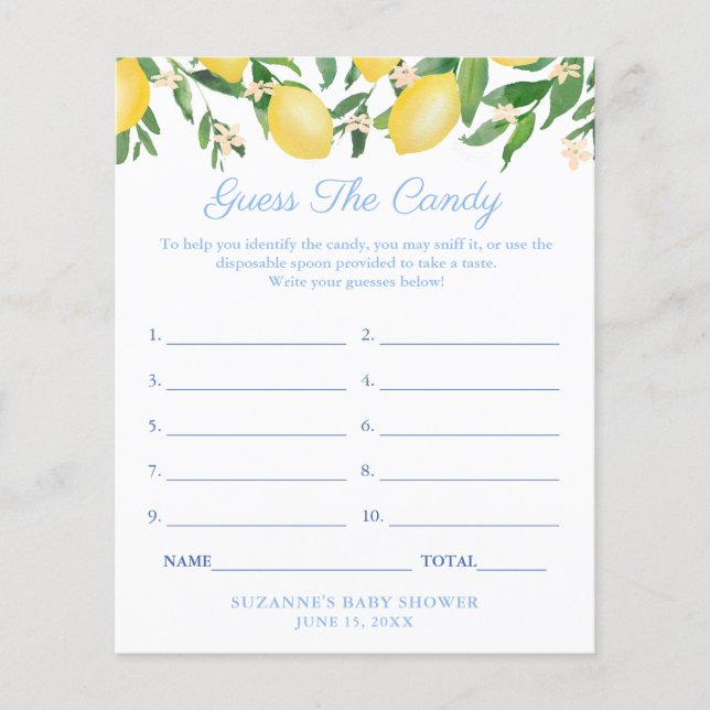 Lemons blasses Blau rät das Candy Baby Duschspiel Flyer (Vorne)