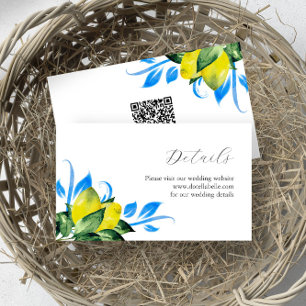 Lemons Blau und Gelb Botanische Hochzeitsfeier Begleitkarte