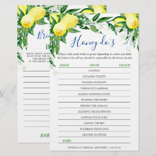 Lemons Blossom Doppelseitiges Brautparty Spiel