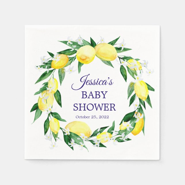 Lemons Blossom Greenerity Baby Shower Paper Serviette (Vorderseite)