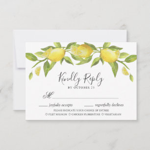 Lemons Blossom Greenery RSVP Card mit Wahlmöglichk