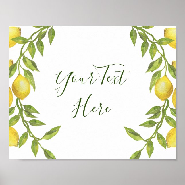 Lemons Blossom Greenery Sign Poster (Vorne)