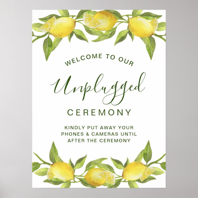 Lemons Blossom Greenery Unplugged Wedding Zeremoni Poster (Vorne)