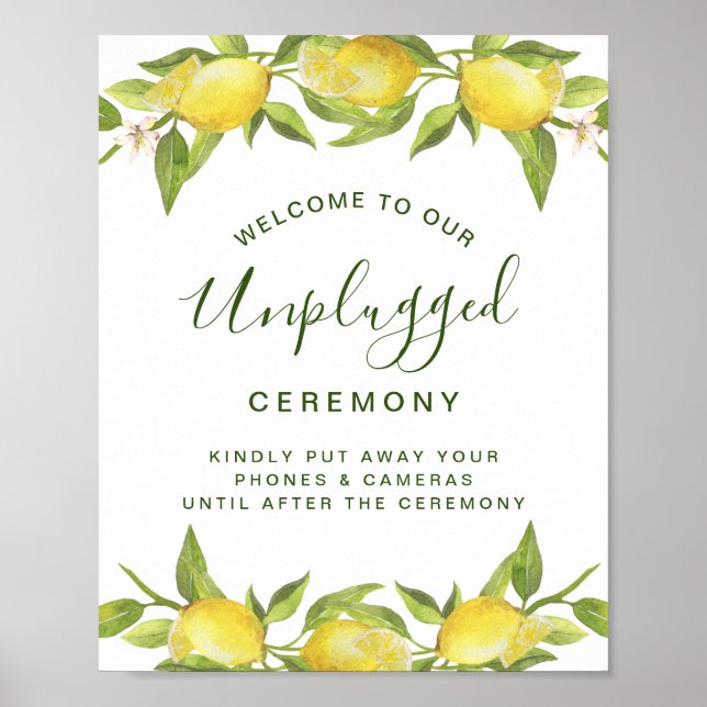 Lemons Blossom Greenery Unplugged Wedding Zeremoni Poster (Vorne)