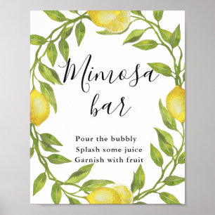 Lemons Blossom Grüne Mimosa Bar Sign Poster