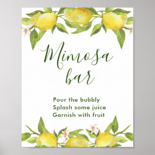 Lemons Blossom Grüne Mimosa Bar Sign Poster