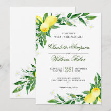 Lemons Blossom Grüne Wasserfarbenhochzeit