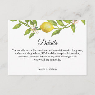 Lemons Blossom Hochzeitsempfehlung Details Begleitkarte