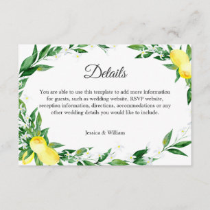 Lemons Blossom Hochzeitsempfehlung Details Begleitkarte