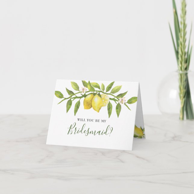 Lemons Blossom Rustikal Werden Sie Bridesmaid? Kar Einladung (Vorderseite)