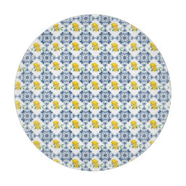 Lemons & Blue marokkanische Fliesenmuster Schneidebrett