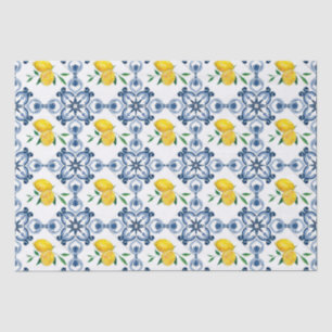 Lemons & Blue marokkanische Fliesenmuster Seidenpapier