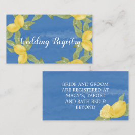 Lemons Blue Paint Wedding Registrierungskarte Visitenkarte