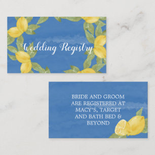 Lemons Blue Paint Wedding Registrierungskarte Visitenkarte