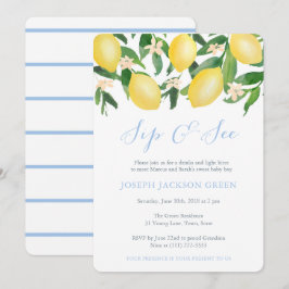 Lemons Blue Sip and See Party; treffe neuen Baby B Einladung