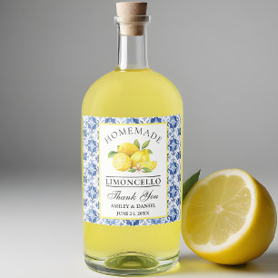 Lemons Blue Tile Limoncello Alkoholflaschenetikett