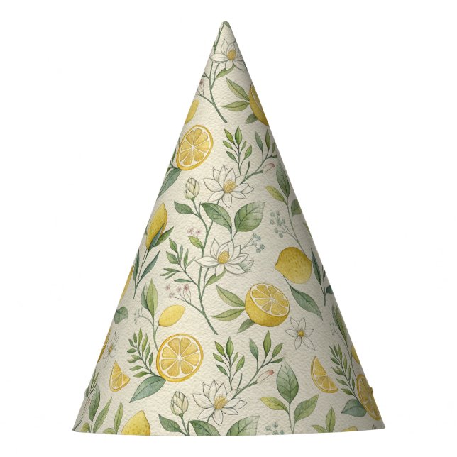 Lemons & Blume Muster Party Hat Partyhütchen (Vorderseite)