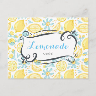 Lemons & Blume Pattern Lemonade Sozialeinladung Einladungspostkarte
