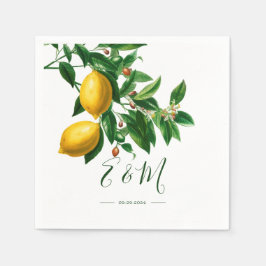 Lemons Botanisches Grün Sommer Monogramm Serviette