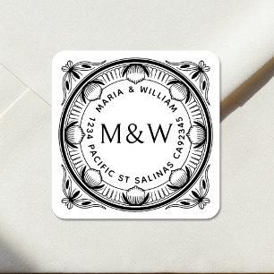 Lemons & Bows Rücksendeadressetiketten - Benutzerd Quadratischer Aufkleber