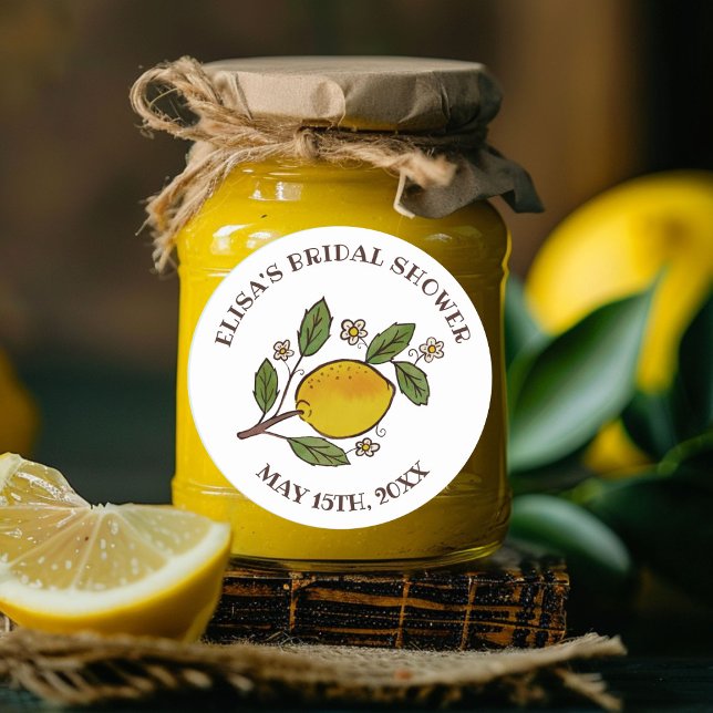 Lemons BRAUTPARTY Rustikales CUSTOM Runder Aufkleber (Lovely Lemons BRIDAL SHOWER Rustic CUSTOM Classic Round Sticker
)