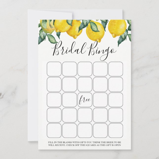 Lemons bridal bingo game einladung (Vorderseite)