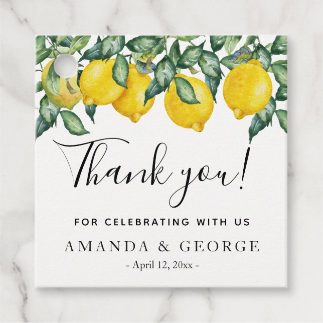 Lemons Calligraphy Geschenkanhänger (Vorderseite)