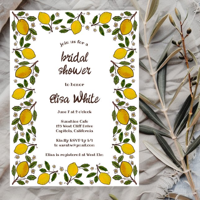 Lemons CUSTOM Summer BRAUTPARTY Einladung (Lovely Lemons CUSTOM Summer BRIDAL SHOWER Invitation
)