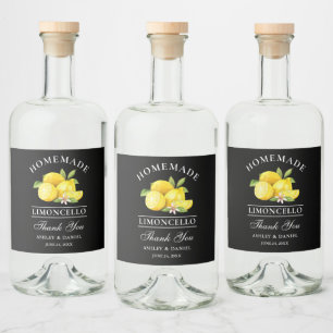 Lemons Dank Limoncello Black Bottle Labels Alkoholflaschenetikett