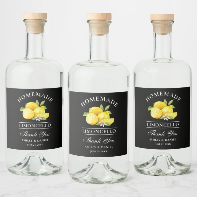 Lemons Dank Limoncello Black Bottle Labels Alkoholflaschenetikett (Flaschen)