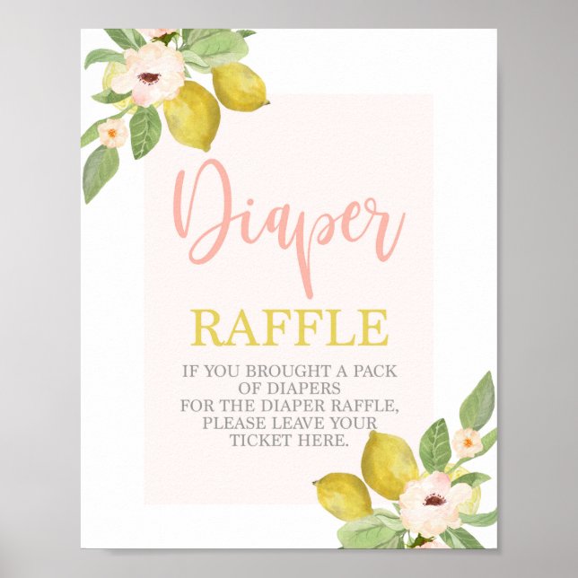 Lemons Diaper Raffle Dusche Zeichen Poster (Vorne)