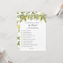 Lemons, die die Bride Best Game Einladung kennen