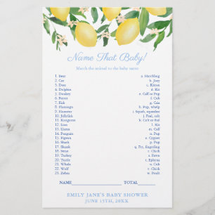 Lemons Duschname Diese Baby Animal Game Card Flyer