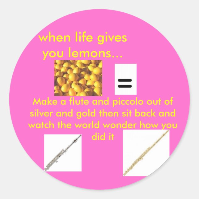 lemons= eine Flöte Runder Aufkleber (Vorderseite)