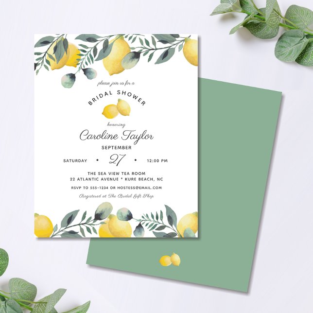 Lemons Eucalyptus Budget Bridal Dusche Einladung (Von Creator hochgeladen)