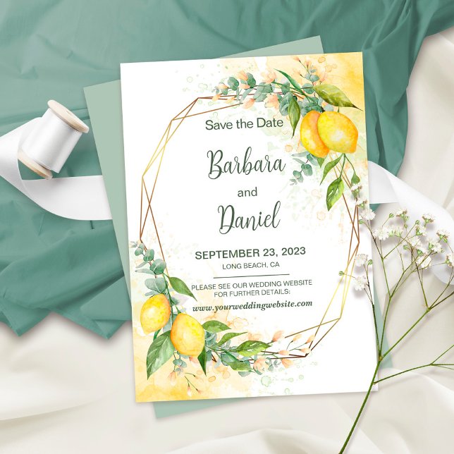 Lemons Eukalyptus Gelbe Blumen Save the Date (Von Creator hochgeladen)