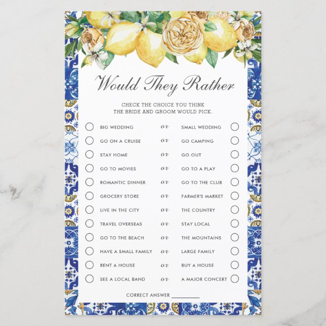 Lemons florales Brautparty würden sie eher spielen (Vorderseite)