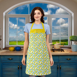 Lemons gelbe grüne Muster Name Schürze